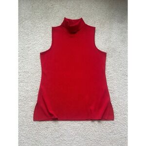 Exclusively Misook S Red Sleeveless Turtleneck Top Acrylic Knit Top Coquette